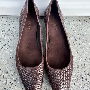 Ralph Lauren Dark Brown Woven Flats